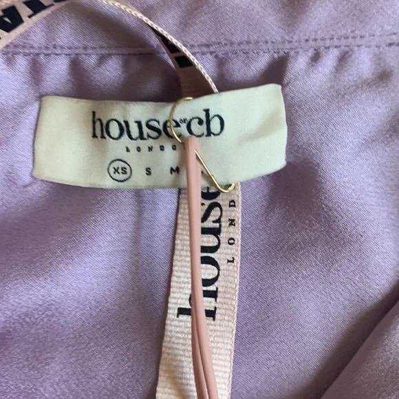 House of cb purple feather trim dress